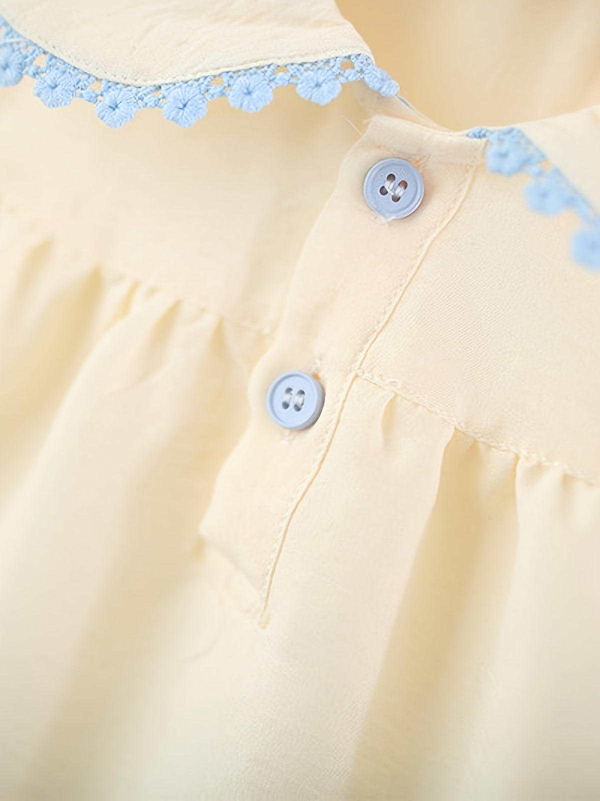 Peter‑Pan Collar Floral Embroidery Summer A‑Line Dress with Blue Bows