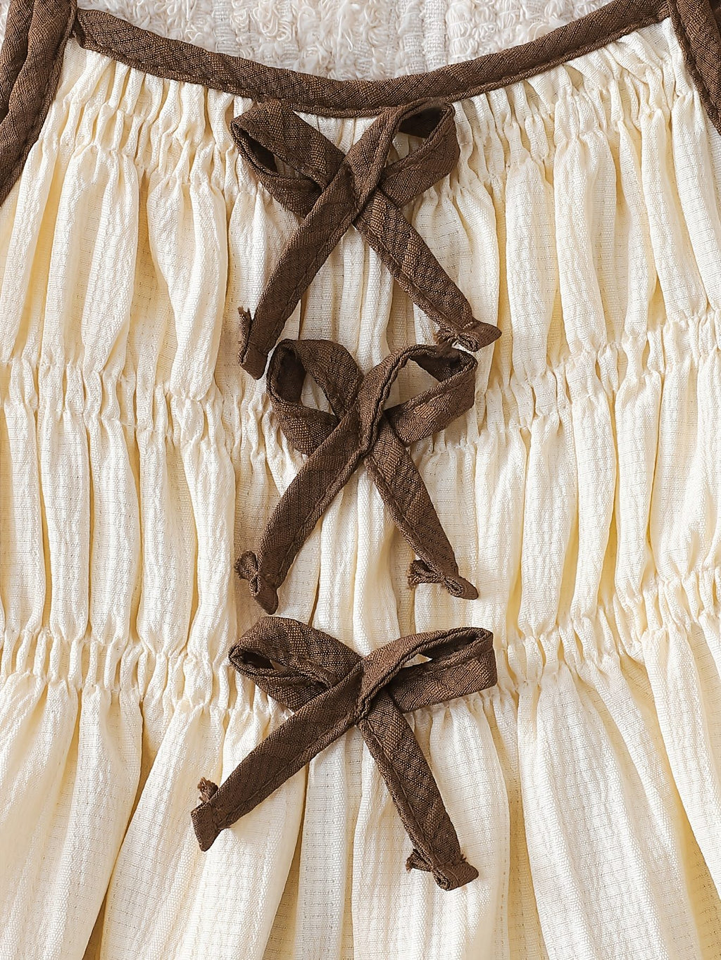 Smocked Cami Top with Back Bows & Ribbed Wide‑Leg Pants Set