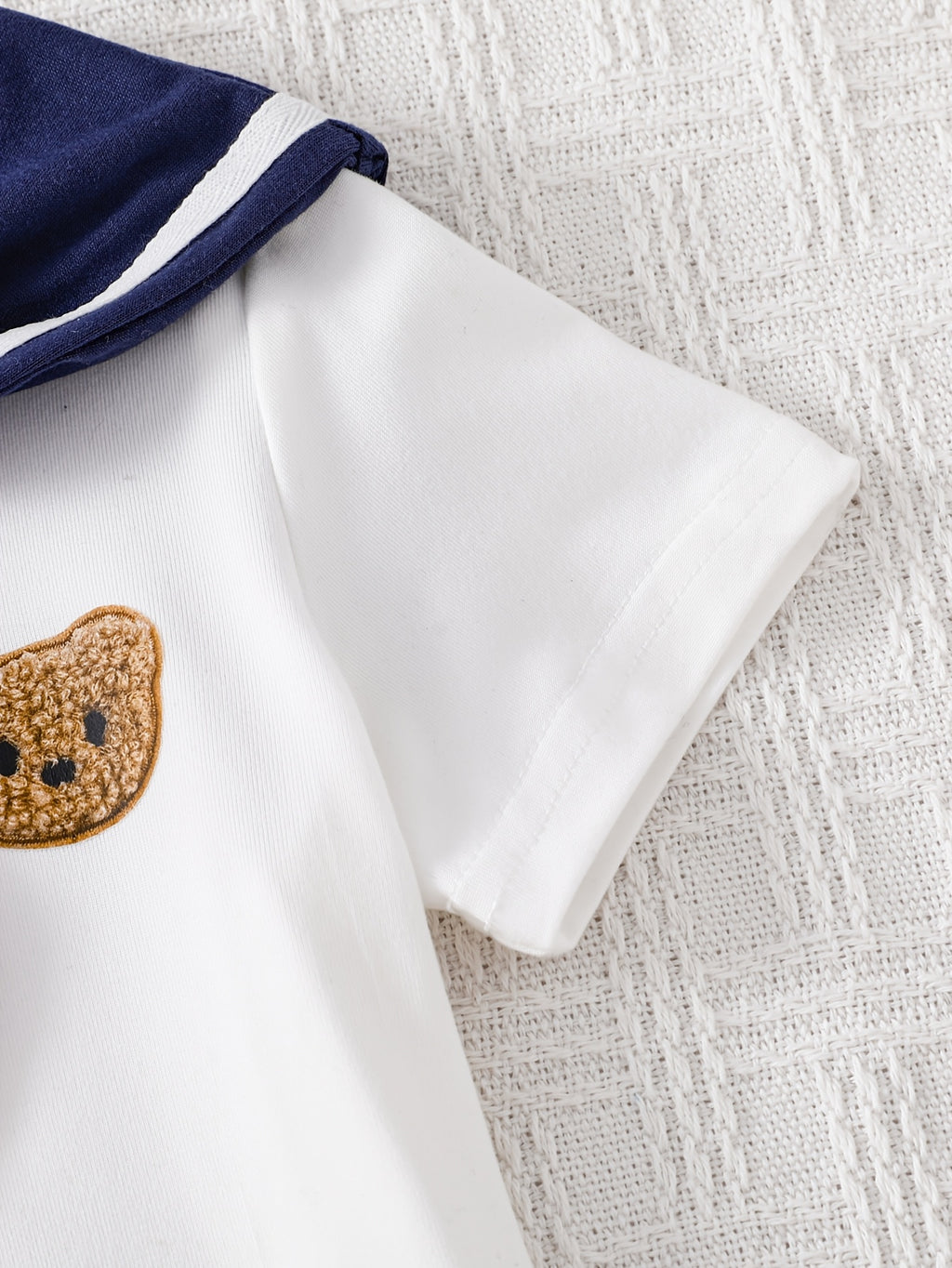 Short‑Sleeve Top & Shorts Set with Bear Embroidery
