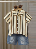 Kids’ Striped Knit Shirt and Denim Shorts Set
