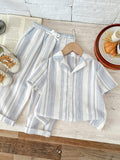 Kids’ Blue Striped Linen-Like 2-Piece Outfit