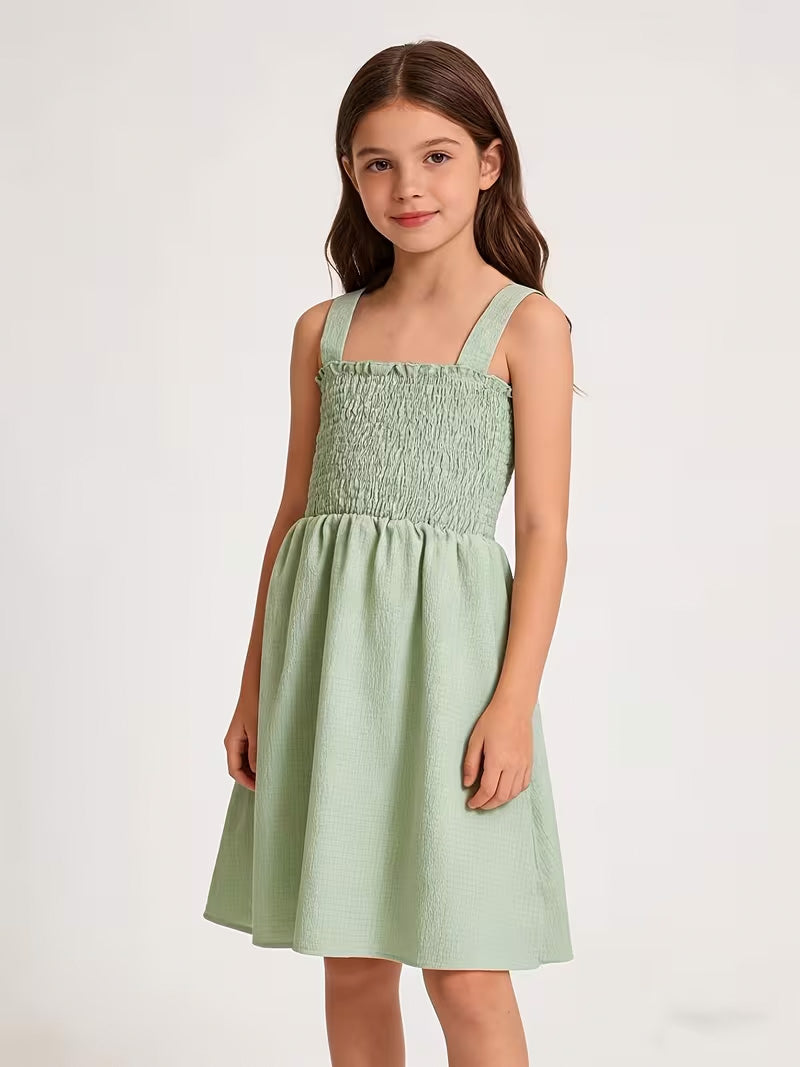Kids’ Sage Green Crossback Bow Dress