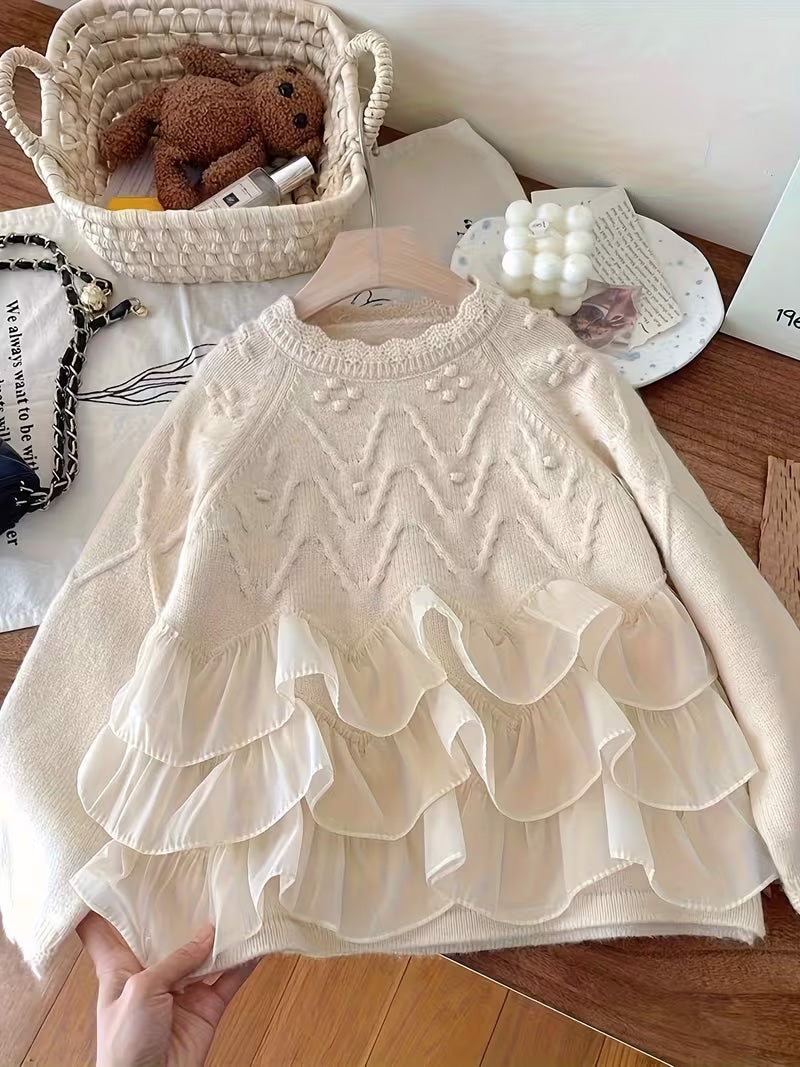 Kids’ Ruffled Cable Knit Sweater