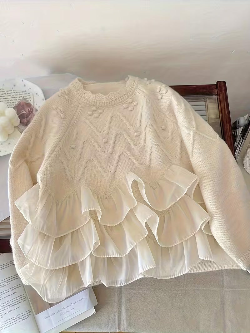 Kids’ Ruffled Cable Knit Sweater