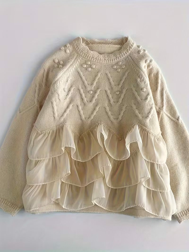 Kids’ Ruffled Cable Knit Sweater