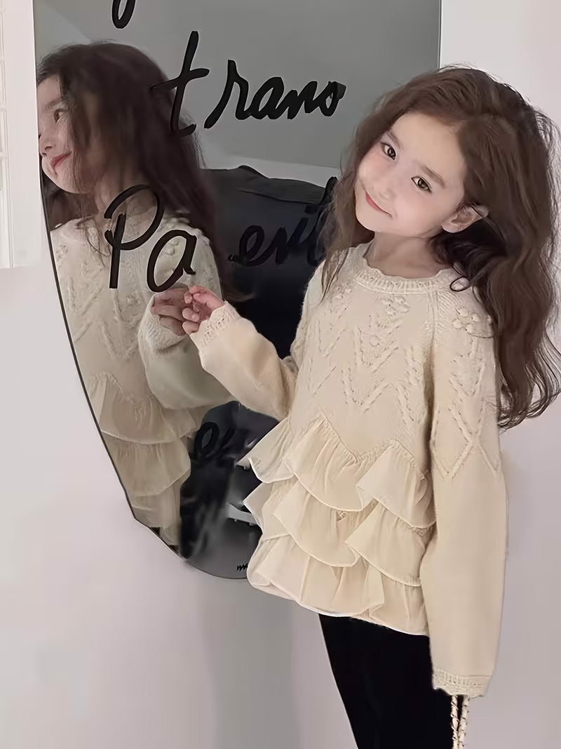 Kids’ Ruffled Cable Knit Sweater