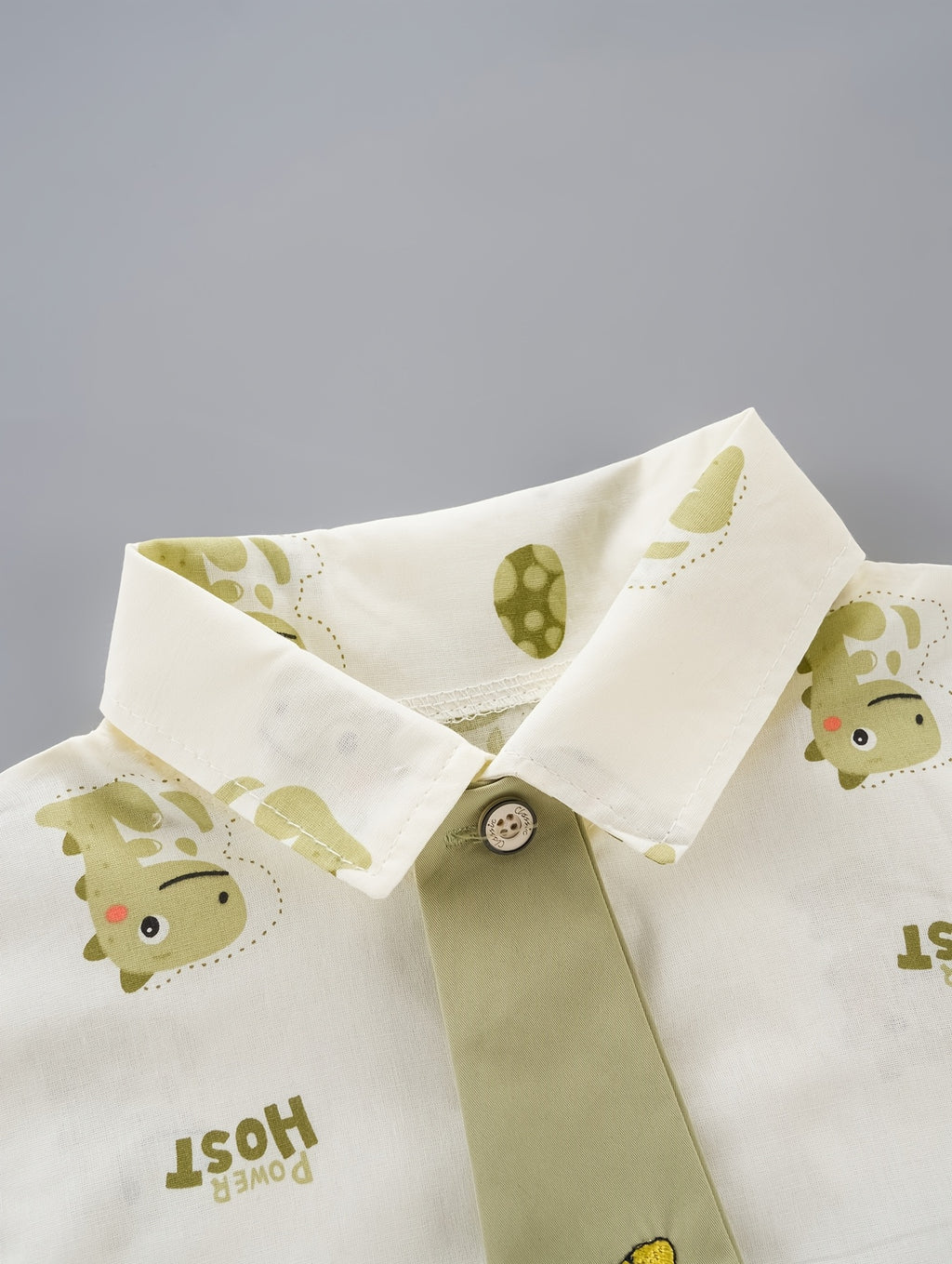 Dinosaur Print Short‑Sleeve Shirt, Decorative Tie & Casual Shorts Set